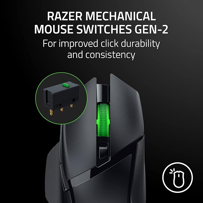 Razer Basilisk V3 X HyperSpeed Customizable Wireless Gaming Mouse: Mechanical Switches Gen-2-5G Advanced 18K Optical Sensor - Chroma RGB - 9 Programmable Controls - 285 Hr Battery - Classic Black