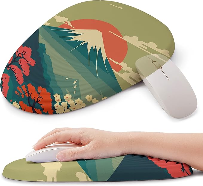 Ergonomic Mouse Pad with Wrist Support, Memory Foam Wrist Rest for Pain Relief & Carpal Tunnel, Non-Slip Base for Office, Computer, PC, Laptop (12x8x1.2inch, Fujisan)