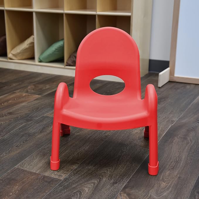 Angeles Value Stack 9"H Chair, Candy Apple Red, 4 Pack, Stackable Ergonomic Seating Solution for Classrooms Daycares and Homeschools