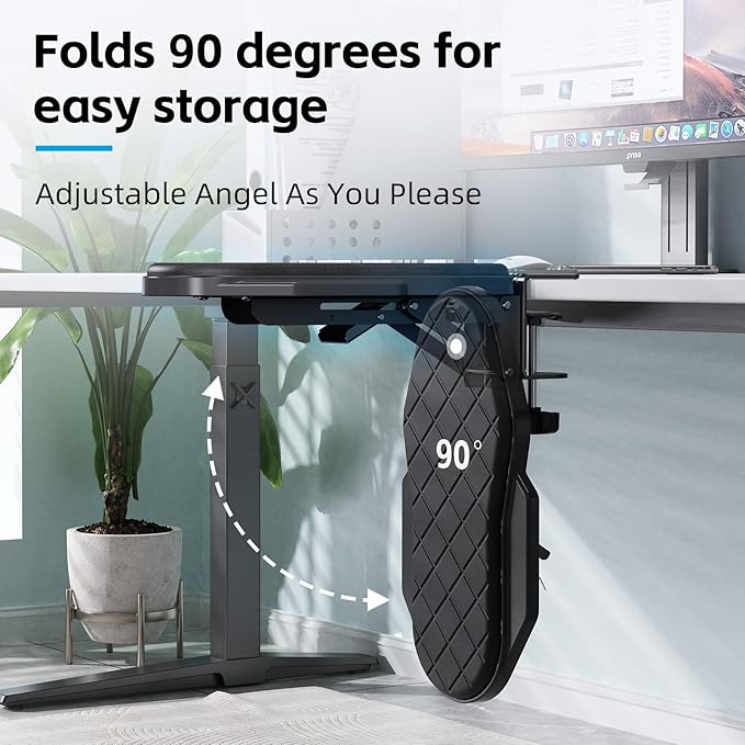 Ergonomics Desk Extender Tray, Table Mount Arm Wrist Rest Shelf, 90° Foldable Elbow Arm Support,Foldable, Swivel, Computer Desk Extender Tray for Home and Office (Foldable Model)