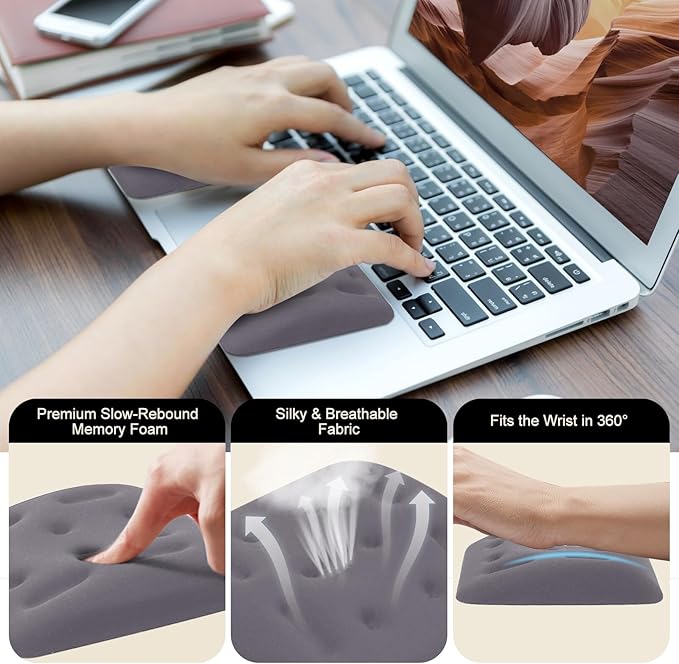 Ergonomic Wrist Rest for Laptop, Upgraded Laptop Wrist Support Pad for Computer Keyboard, Relieve Wrist Pain and Carpal Tunnel(Gray)