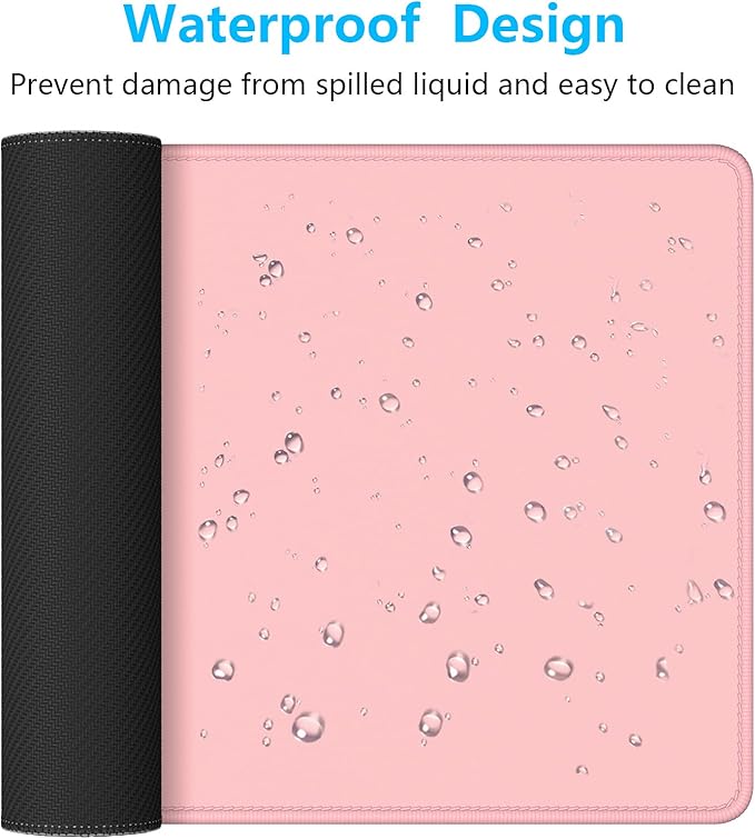 Dapesuom Large Gaming Mouse Pad, Extended Mouse Mat with Stitched Edges, Full Size Keyboard Pad with Non-Slip Base, Big XXL Computer Desk Mats for Gamer, Laptop, Office, 31.5 x 15.7in, Pink