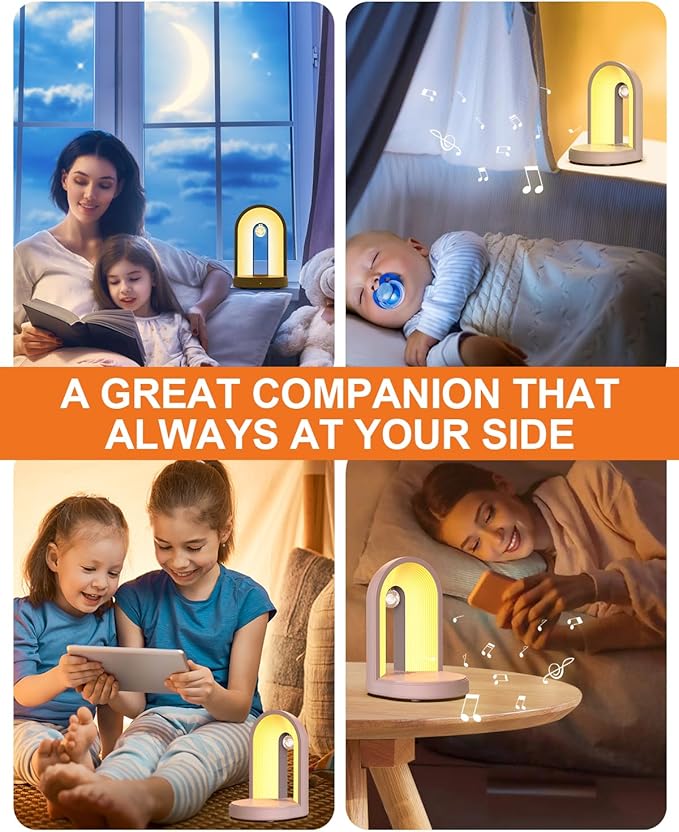 3-in-1 Night Light with Wireless Charger, Music Bedside Lamps with Bluetooth Speaker Phone Wireless Charger Touch Lamps for Nightstand Dimmable Table Lamp for Bedroom Desk Lamp Holiday Gifts