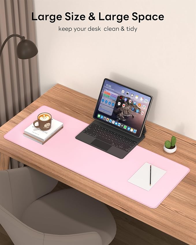 Pink Mouse Pad, 31.5 x 11.8 Large Desk Mat with Stitched Edges & Non-Slip Base, Mousepad for Office, Home, Work