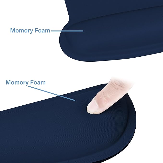 MOSISO Wrist Rest Support for Mouse Pad & Keyboard Set, Ergonomic Mousepad Non-Slip Base Home/Office Easy Typing Cushion with Neoprene Cloth & Raised Memory Foam, Haze Blue
