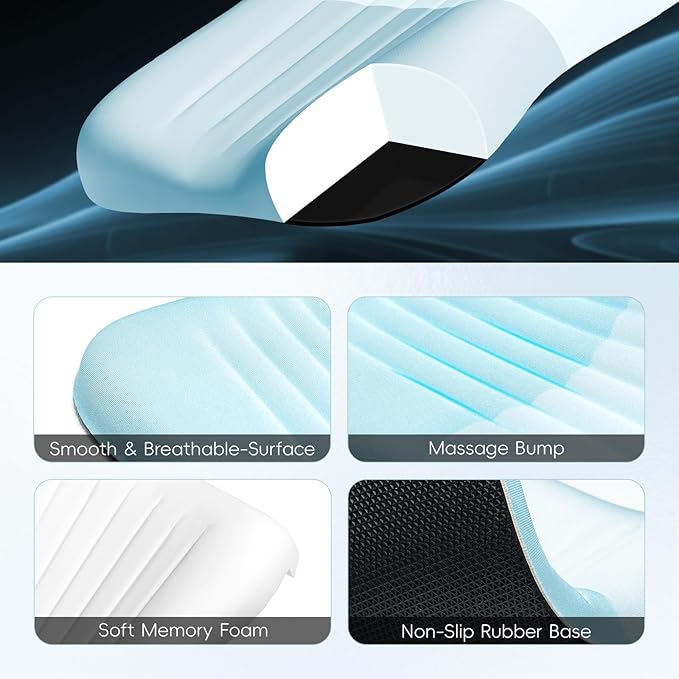 Ospelelf Mouse Pad with Wrist Rest Set Foam L-Shaped Desk Elbow Pad Ergonomic Desk Edge Cushion Anti-Slip Rubber Bottom Office Women Desk Accessories for Computer, Laptop and Gaming, Blue