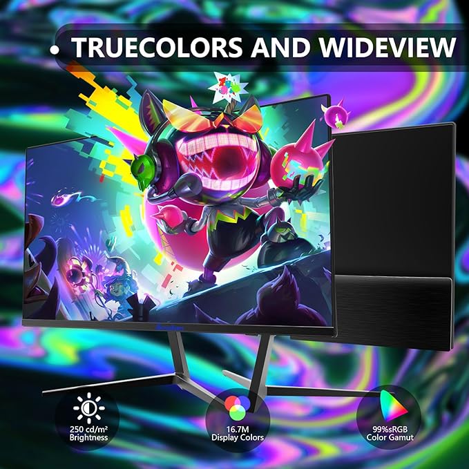 24 inch Computer Gaming Monitor Built-in Speakers 100Hz Refresh Rate 16:9 Aspect Ratio Ergonomic Tilt & VESA Compatible - Home Office Sync FHD 1920x1080p Visual Experience for Work & Play