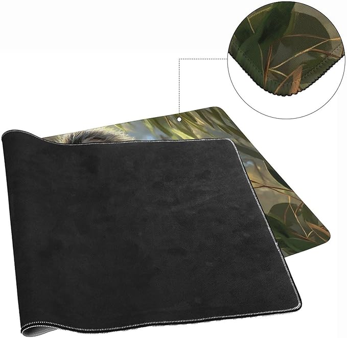 Large Ergonomic Gaming Mouse Pad Baby Koala on Eucalyptus Branch - Adorable Wildlife Theme with Non-Slip Base Water-Resistant Surface and Stitched Edges 40x90cm