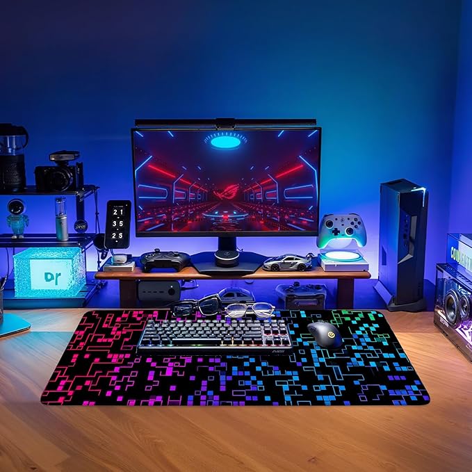 Color Gradient Extended Gaming Mouse Pad 31.5x11.8inches Large Desk Mat Anti-Slip Rubber Base & Durable Stitched Edges for Gamers Smooth Mouse Writing Surface for Desk Office/Home
