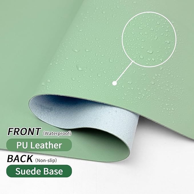 Mouse Pad and Keyboard Wrist Rest, Large Keyboard and Mouse Pad Set, Ergonomic Mousepad with Wrist Rest, Non-Slip Desk Mat Protector for Office, Home (35.4×15.7 Inches, Lake Green)