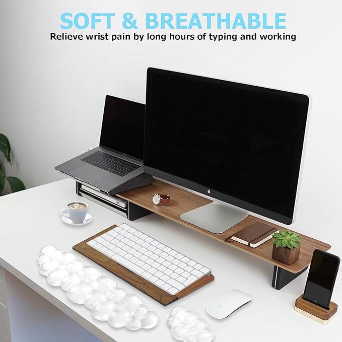 Gel Cloud Wrist Rest Keyboard, Cute Wrist Rest for Computer Keyboard, Ergonomic keyboard Wrist Rest and Soft Mouse Wrist Rest for Typing, Suitable for Office, Home, Computer, Gaming, Clear