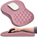 Hokafenle Ergonomic Mouse Pad Wrist Support with Massage Design, Wrist Rest Mousepad with Memory Foam&Non-Slip PU Base, Mouse Pads for Wireless Mouse & Desk (12x8 inch,Pink)