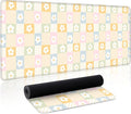 Cute Checkered Mouse Pad Large Desk Mat Extended Keyboard XL Mouse Pad Kawaii Mousepad with Non-Slip Base and Stitched Edge Daisy Mouse Mat Desk Pad 31.5 x 11.8 in Mouse Pads for Desk Home Office