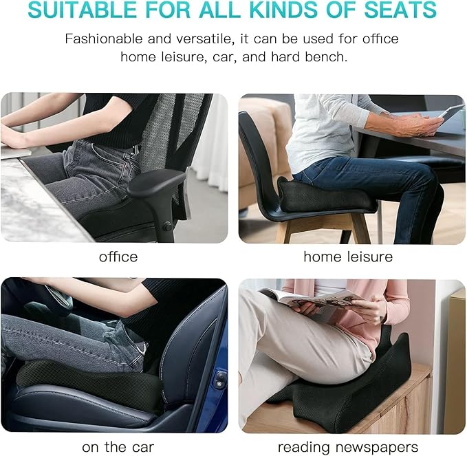 Benazcap X Large Memory Foam Seat Cushion for Office Chair, Ergonomic Coccyx & Tailbone Support, Firm Pressure Relief Pad for Long Sitting, Office Chair, Gaming Chair and Car Seat