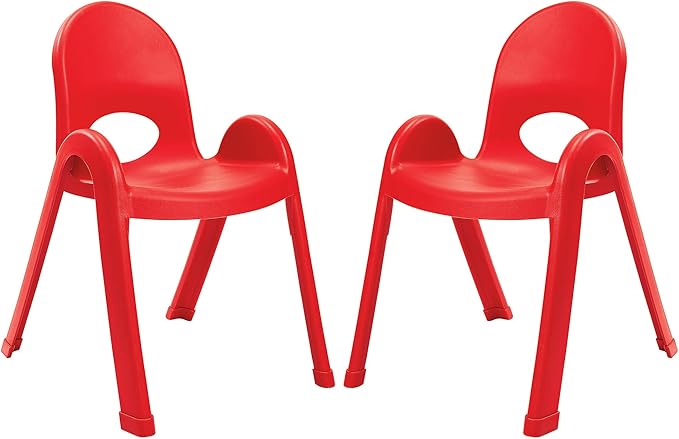 Children’s Factory Value Stack 13" Child Chair, Candy Apple Red, 2 Pack, Stackable Ergonomic Seating Solution for Classrooms and Homeschools