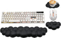 Cloud Wrist Rest Keyboard, PU Leather Memory Foam Wrist Rest for Computer Keyboard, Ergonomic Keyboard Wrist Rest Pad and Cute Mouse Wrist Rest for Gaming, Office, Computer, Typing, Black