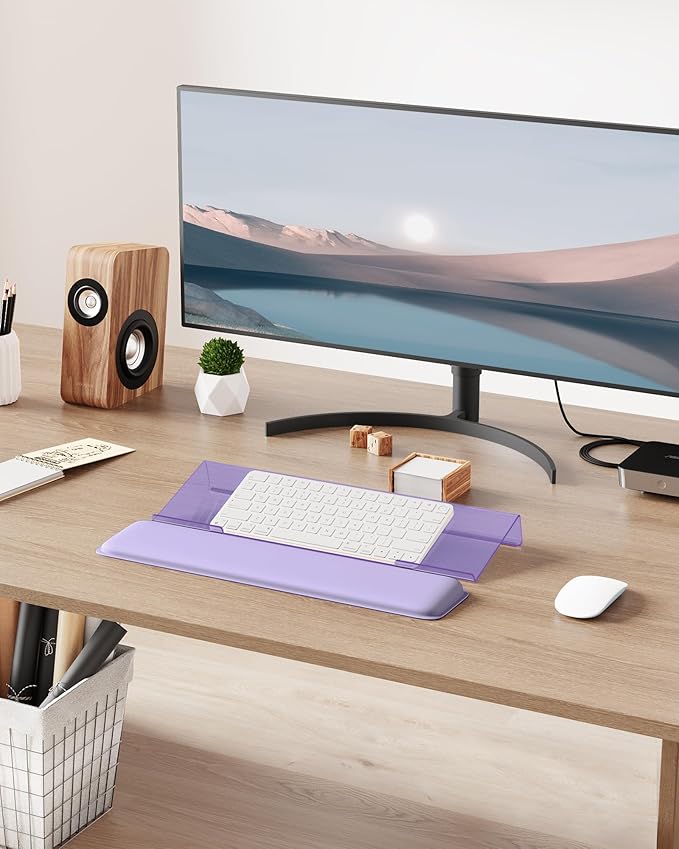 Computer Keyboard Stand for Desktop, Keyboard Wrist Rest Holder Stand for Easy Typing with Wrist Pad for Office Desk, Home, School(Purple)