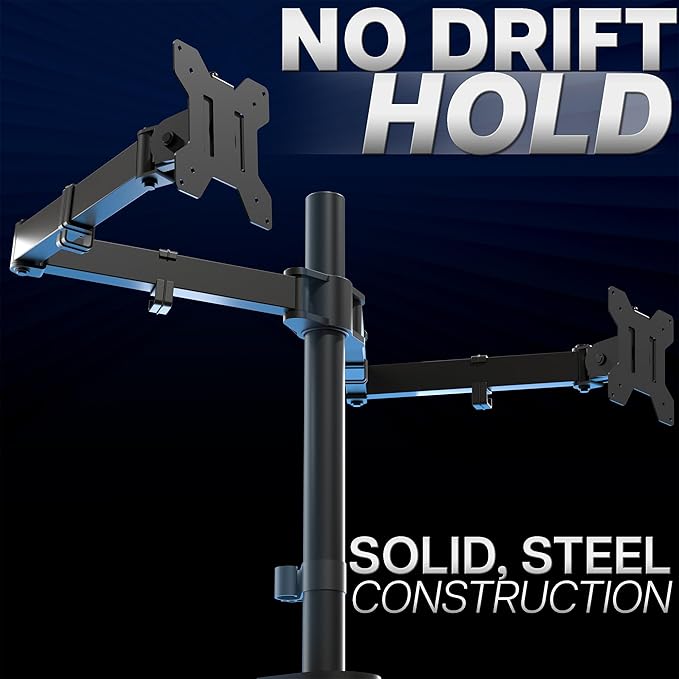 VIVO Dual Ultrawide Monitor Desk Mount, Heavy Duty Fully Adjustable Steel Stand, Holds 2 Computer Screens up to 38 inches and Max 22lbs Each, Black, STAND-V038