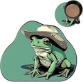 Cute Mouse Pad Plus 1 Coaster, Small Gaming Mouse Mat 11.8 x 9.45 inches, Travel Mouse Pads with Durable Stitched Edges Non-Slip Base, Green Frog Decor Mousepad for Office Home