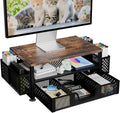 Simple Trending Desk Organizers and Accessories, 2 Tier Monitor Stand Riser with Drawer and 2 Pen Holder for Offices and Dormitories (Wood)
