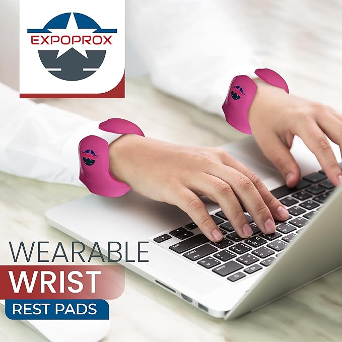 Wearable Gaming Wrist Rest for Keyboard, Mouse pad, Laptop, and PC Work or Gamer Support. (Pink, S-M)