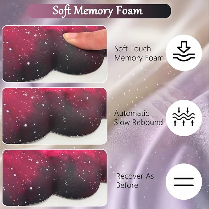 Cloud Mouse Pad Keyboard Wrist Rest for Mouse 4PCS Mini Small Stars Galaxy Desk Mat Pad Set Memory Foam Non-Slip Cute Ergonomic Gaming Mouse Wrist Support for Computer Home Office Pink Black