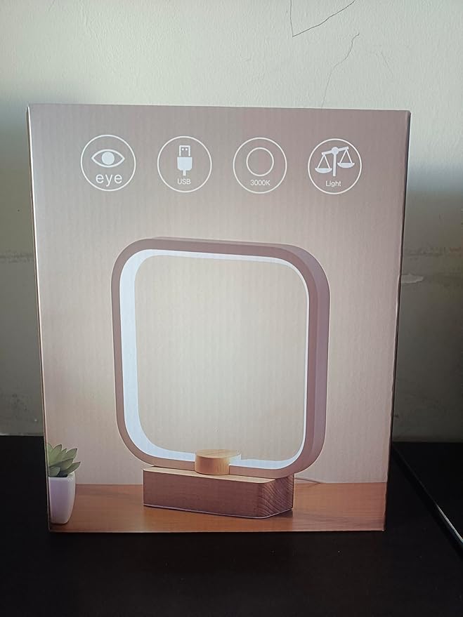 LED Wood Table Lamp, 3-Color Temperature Bedside Lamp,Bedroom Bedside Night Light, Dimmable Led Lighting, Small Table Lamps for Living Room OfficeCreative Home Decor, Unique House warmging Gift