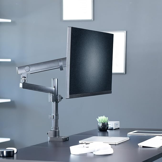 VIVO Premium Aluminum Full Motion Single Monitor Desk Mount Stand with Lift Engine Arm, Pole Extension, and USB Ports, Fits Screens up to 40 inches, STAND-V101BDU