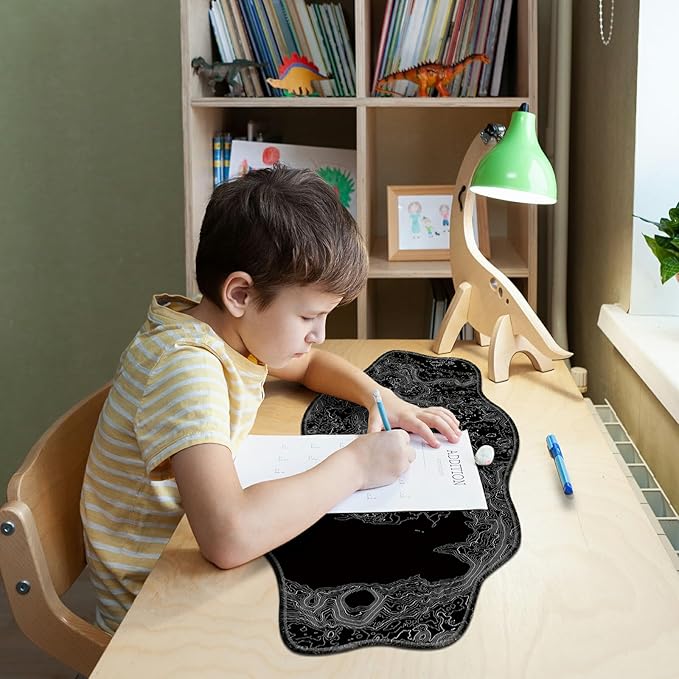 Lunar Surface Large Gaming Mouse Pad Plus a Coaster, 35.4 x 15.7 inches Desk Mat Extended XXL Mousepad with Stitched Edge Non-Slip Rubber, Desk Pad Computer Mouse Mat for Home Office