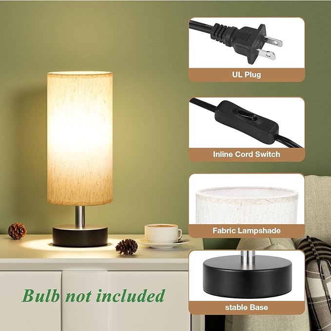 Small Table Lamp for Bedroom - Bedside Lamps for Night Stands, Minimalist Nightstand Light Lamp, Desk Lamps for Living Room, Office, Dorm