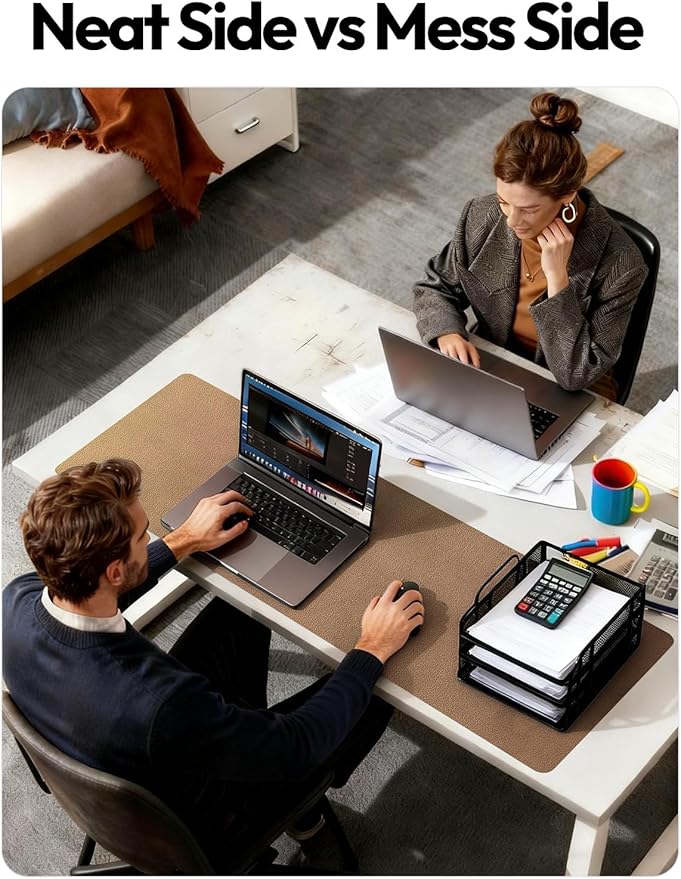 YSAGi Leather Desk Pad Protector, Office Desk Mat, Large Mouse Pad, Non-Slip PU Leather Desk Blotter, Laptop Desk Pad, Waterproof Desk Writing Pad for Office and Home (Bronze, 47.2" x 23.6")