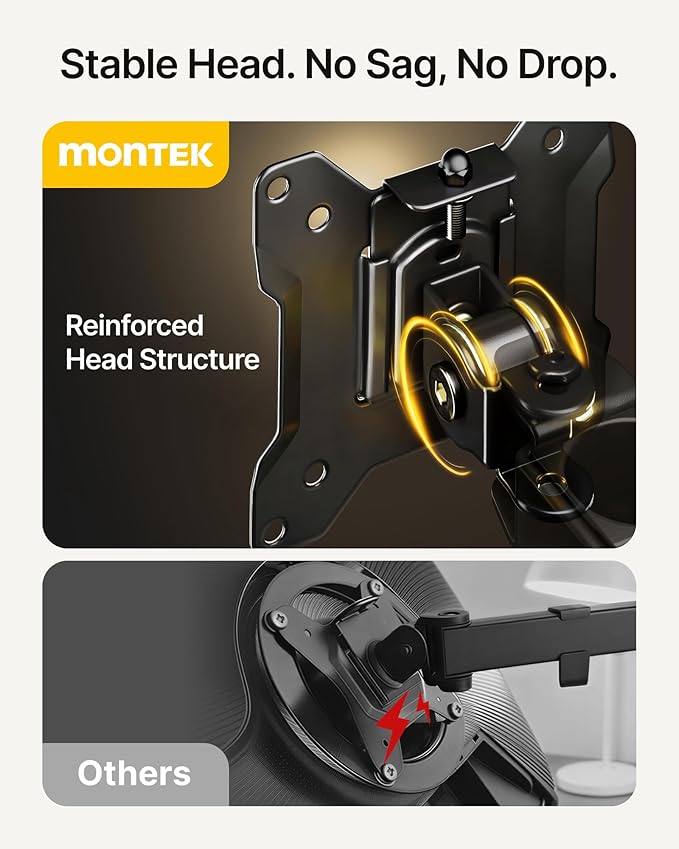 monTEK Monitor Mount and Laptop Stand for Desk, Adjustable Height Monitor Arm Fit up to 32 inch Screen and 17 inch Laptop, Hold up to 22lbs Weight, C-Clamp and Grommet