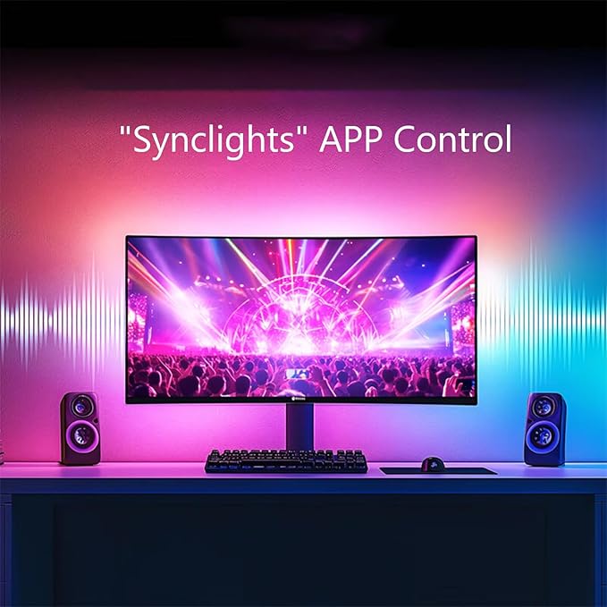 Monitor LED Backlights, RGB Screen Desk Light PC, Computer Light Bar Behind Monitor, LEDs for Desk Gaming, USB Port, LED Strip Lights that Sync with Screen Color or Music(27 inches)