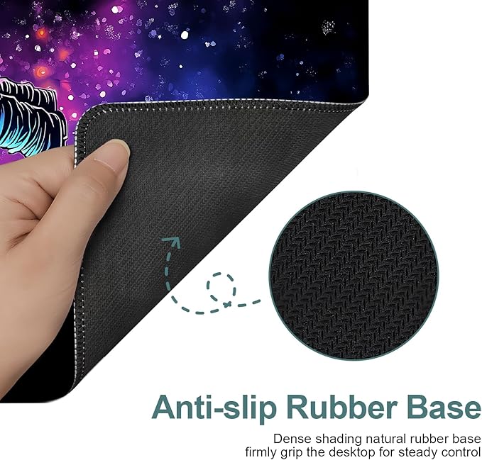 Interstellar Astronaut Extended Gaming Mouse Pad 35.4x15.7Inch Large Desk Mat Anti-Slip Rubber Base & Durable Stitched Edges for Gamers Smooth Mouse Writing Surface for Desk Office/Home