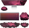 Cloud Mouse Pad Keyboard Wrist Rest for Mouse 4PCS Mini Small Stars Galaxy Desk Mat Pad Set Memory Foam Non-Slip Cute Ergonomic Gaming Mouse Wrist Support for Computer Home Office Pink Black