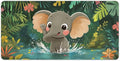 Large Ergonomic Gaming Mouse Pad Playful Baby Elephant - Fun Safari Animal Theme with Non-Slip Base Water-Resistant Surface and Stitched Edges 30x60cm