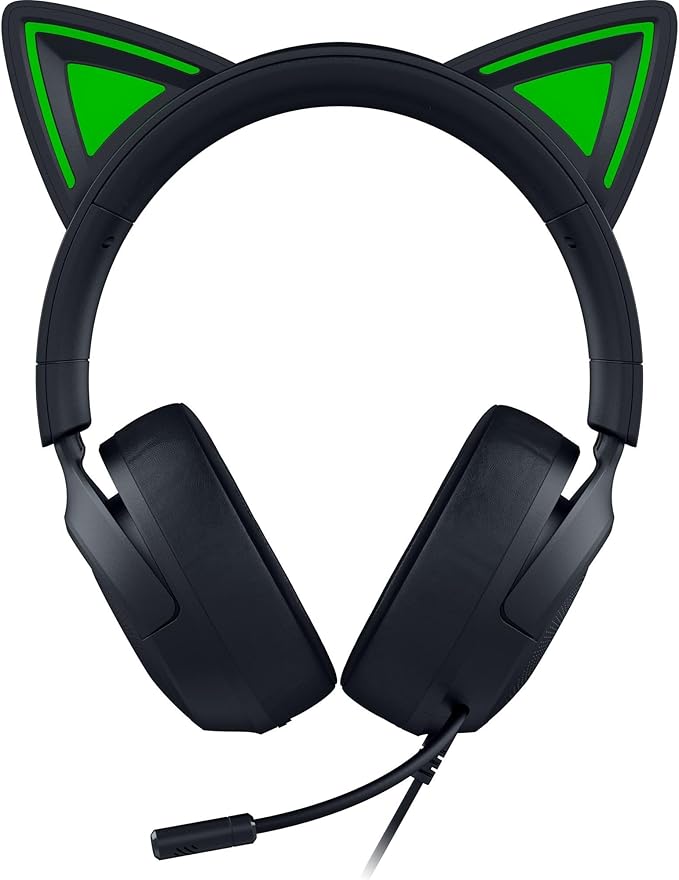 Razer Kraken Kitty V3 X Wired Gaming Headset: Kitty Ears - HyperClear Cardioid Mic - 40 mm Drivers - 7.1 Surround Sound - Comfy Ear Cushions - Cross-Platform via 3.5mm PC, PS5, Xbox, Switch 2 - Black