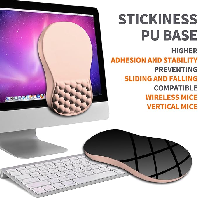 Ergonomic Joint Wrist Support Mouse Pad with Memory Foam Cushion Massage Bump, Carpal Tunnel Mousepad Slope Design for Wrist Rest, 11.8x7.9 in, Rose Pink