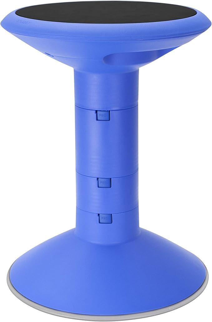 Storex Wiggle Stool – Active Flexible Seating for Classroom, Home and Office, Adjustable 12-18 Inch Height, Blue (00301A01C)