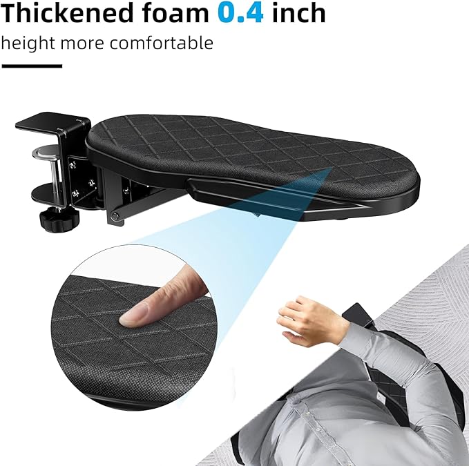 Ergonomics Desk Extender Tray, Table Mount Arm Wrist Rest Shelf, 90° Foldable Elbow Arm Support,Foldable, 180° Swivel, Computer Desk Extender Tray for Home and Office (Folding and Rotating)