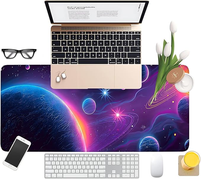 Interstellar Extended Gaming Mouse Pad 31.5x11.8inches Large Desk Mat Anti-Slip Rubber Base & Durable Stitched Edges for Gamers Smooth Mouse Writing Surface for Desk Office/Home