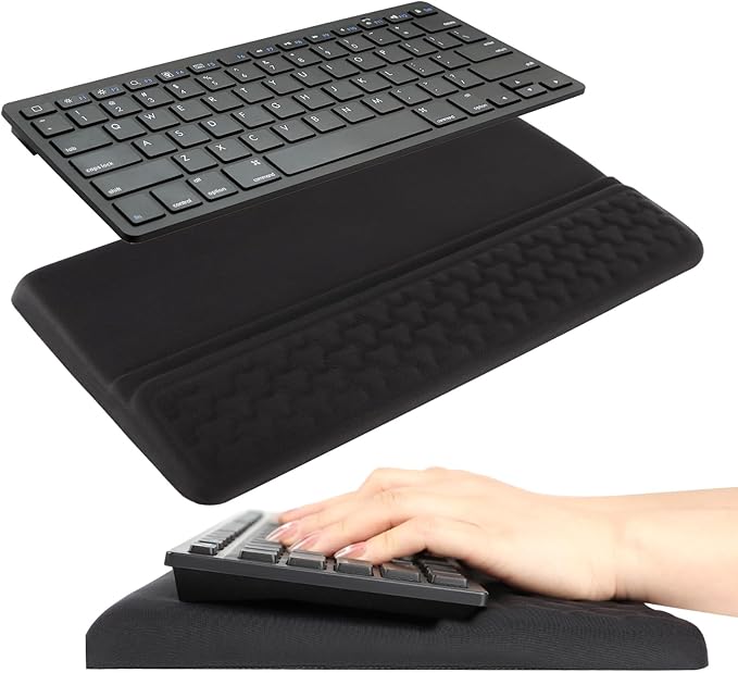 Keyboard Wrist Rest with Ergonomic Height - Computer Keyboard Stand & Soft Cushioned Pad for Wrist - Non-Slip Typing Support for Office, Gaming & Home (Black)