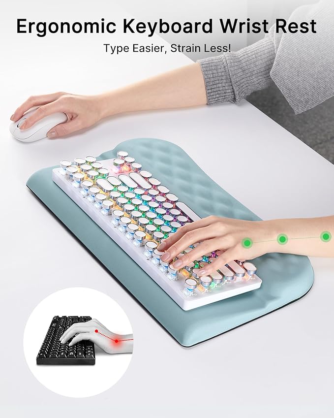 Keyboard Wrist Rest Stand for Desktop, 2 Angle Ergonomic Computer Keyboard Holder Stand, Key Board Riser with Wrist Support, Arm Rest for Office, Home, Desk(Blue)