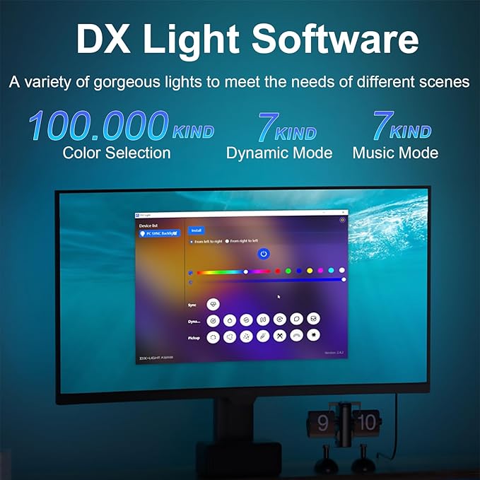 DS Gaming Monitor Light, Backlight with Screen Color sync Effect for 27-34inch Computer Monitor, Compatible with Windows
