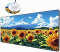Gaming Mouse Pad Large Mousepad Sunflower Desk Mat XXL Desk Pad 31.5''x15.75'' Computer Mat with Stitched Edge Rubber Base for Work Women Home Office