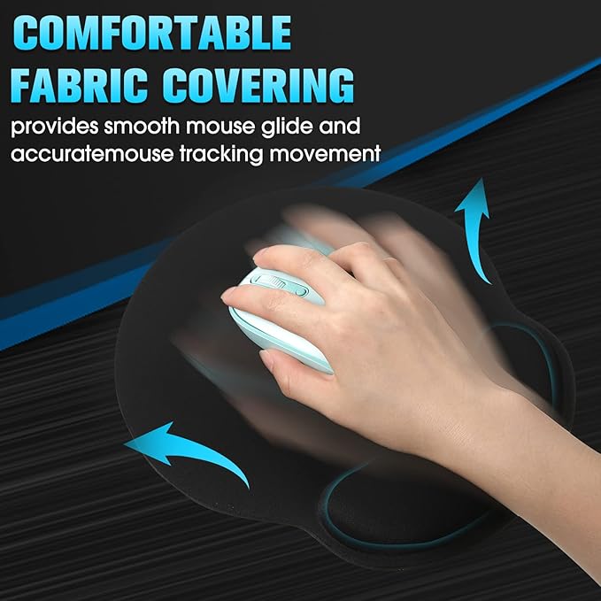 Yunsailing 8 Pack Ergonomic Mouse Pad with Wrist Rest Support Gel Memory Foam Mousepad Comfortable Computer Pad for Wrist Support (Black)