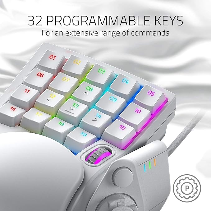 Razer Tartarus Pro Gaming Keypad: Analog-Optical Key Switches - Rapid Trigger - Adjustable Actuation - 32 Programmable Keys - Customizable Macros - Chroma RGB Lighting - Mercury White