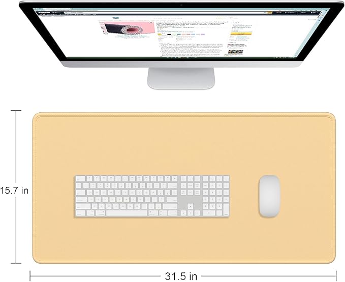 Dapesuom Large Gaming Mouse Pad, Extended Mouse Mat with Stitched Edges, Full Size Keyboard Pad with Non-Slip Base, Big XXL Computer Desk Mats for Gamer, Laptop, Office, 31.5 x 15.7in, Navajo White