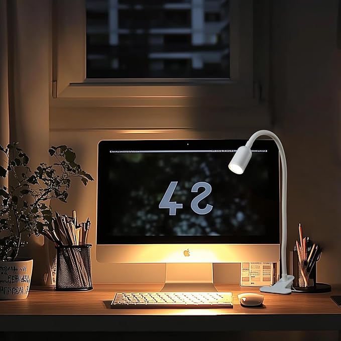 DAMI LED Reading Lights for Bed Headboard, Clip on Spotlight Lamp for Desk, Dorm Bed, Dimmable USB Clamp Book Light with Flexible Gooseneck, Change Color Temperature 3000/4000/6000K