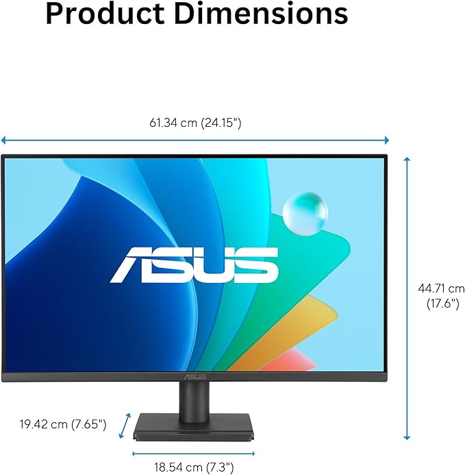 ASUS 27" 1080P Eye Care Monitor (VA279HG) - IPS, Full HD, 99% sRGB, Frameless, 120Hz, 1ms, Adaptive-Sync, HDMI, VGA, Low Blue Light, Flicker Free, Wall Mountable, 3 yr Warranty